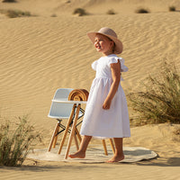 Lola Dress White.  Agnes Sun Hat Pink 